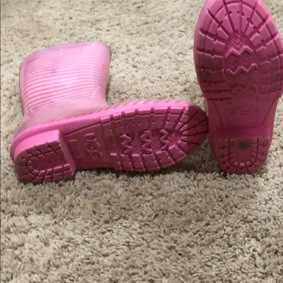 Ugg Rain Boots pink and white stripes - Picture 2 of 4
